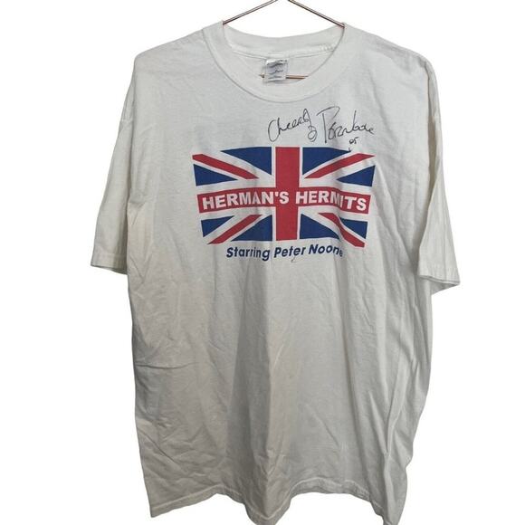 Vintage 2004 Herman's Hermits World Tour Mens XL Tshirt SIGNED - Picture 1 of 5